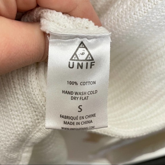UNIF x UO Waffle Knit Tunic Sweater White {DD42} - Picture 10 of 11
